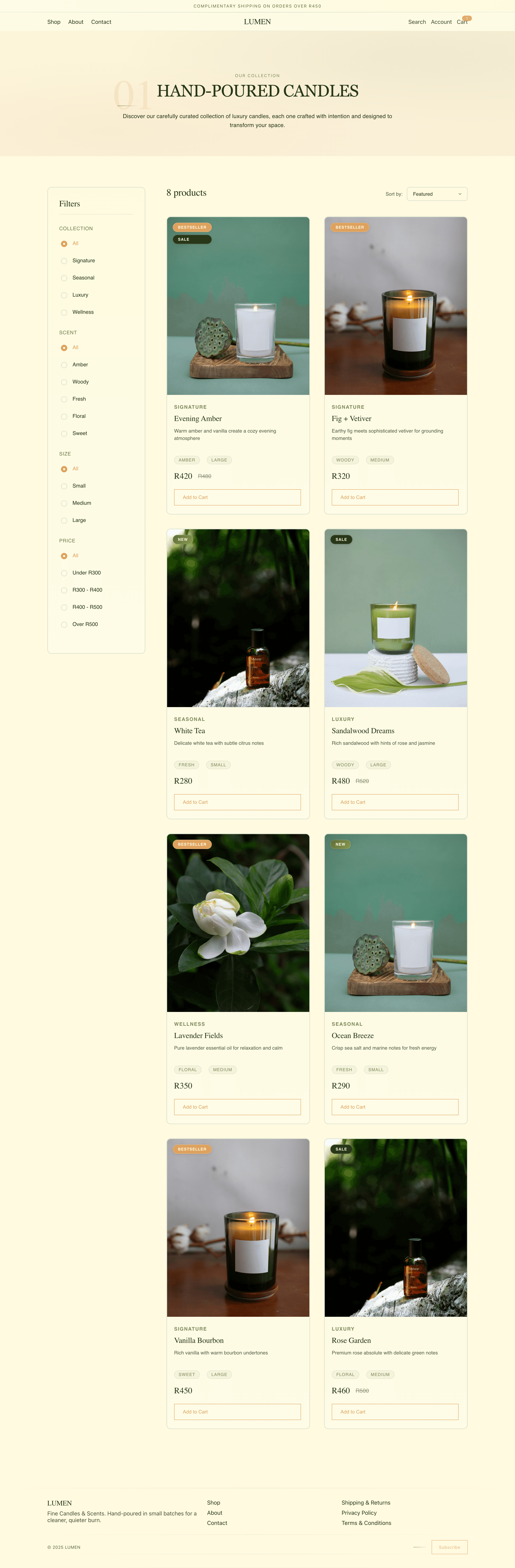 LUMEN Candles desktop screenshot 2